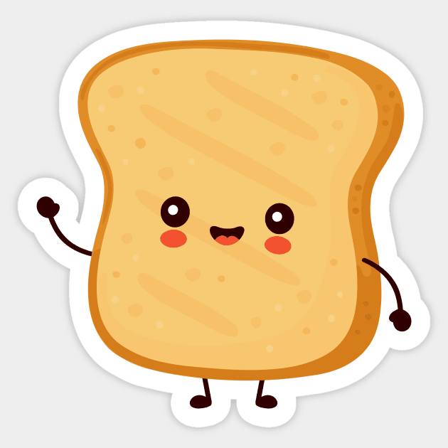 Cute happy funny kawaii toast Sticker by KawaiiFoodArt